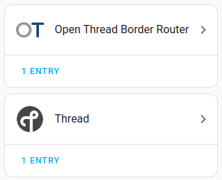 Open Thread Border Router and Thread integration cards on integration page