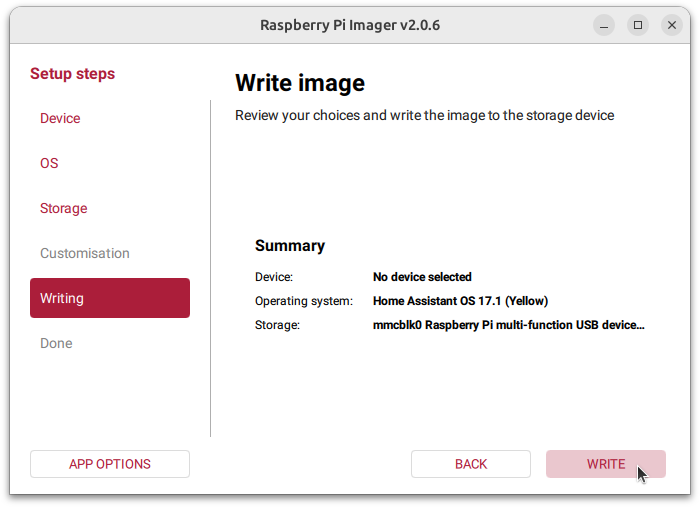 Writing the installer onto the drive