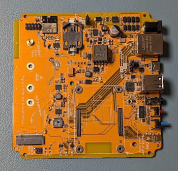 Top view of the board, without CM4, connectors facing to the right